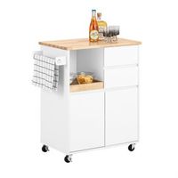 carrito auxiliar de cocina con 2 cajones y 2 puertas carro multiusos de servicio comedor con 4 ruedas 1 toallero y 1 compartimento abierto blanco 72 x 42 x 84 cm fkw123-wn sobuy es