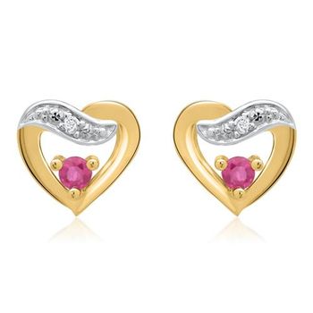 14 quilates pendientes 2 rubíes 2 diamantes