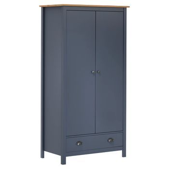 Armario De Almacenamiento | Armario De 2 Puertas Hill Madera Maciza Pino Gris 89x50x170cm Cfw739736