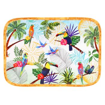 Bandeja rectangular de melamina con estampado de tucanes 45 cm