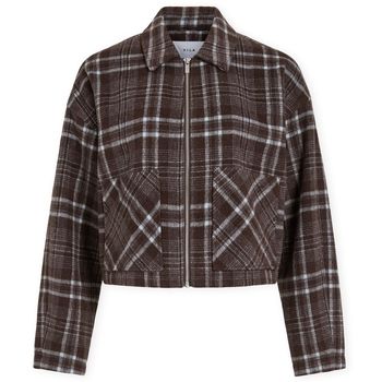 Vila Abrigo Karine Jacket - Coffee Bean/Blue para mujer