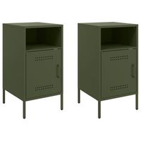 juego de 2 mesitas de noche con compartimento con puerta 36 x 39 x 68 cm acero verde dec035772
