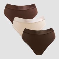 tanga de talle medio para mujer de mp paquete de 3 - chocolate intensomarroncrema calido - xs