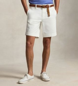 Polo Ralph Lauren para hombre. 710799213022 Pantalón corto chino Straight Fit blanco (42), Casual, Algodón
