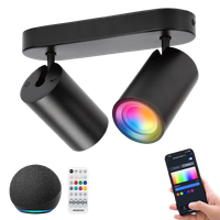 aigostar lampara de techo gu10 2 focos compatible con alexa bluetooth mesh plafon de techo led inteligente regulable colores y 2700-6500k apliques interior para salas pasillos con control remoto