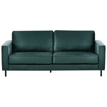 Sofá Moderno Minimalista De Terciopelo 3 Plazas Cojines Patas De Metal Verde Oscuro Savalen