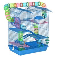 pawhut jaula para hamster de multiples niveles con casa plataformas 47x30x59cm