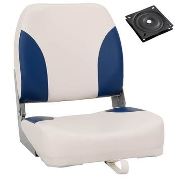Asiento Plegable Para Barco 1 Juego Con Cojín Blanco Y Azul Vidaxl