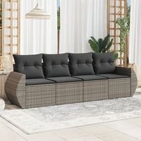 conjunto de sofas de jardin 4 uds  mueble jardin mesa y sillas y cojines ratan sintetico gris cfw662296