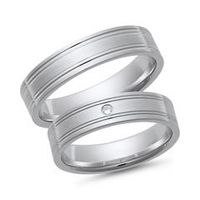 alianzas oro blanco con diamante ancho 5 mm