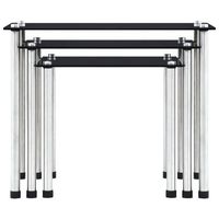 3 uds mesas apilables  mesita auxiliar  mesa de cafe vidrio templado negro