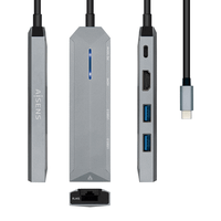 aisens usb-c dock 5 en 1 usb-c a 1xhdmi 1xrj45 2xusb 1xpd gris 15 cm