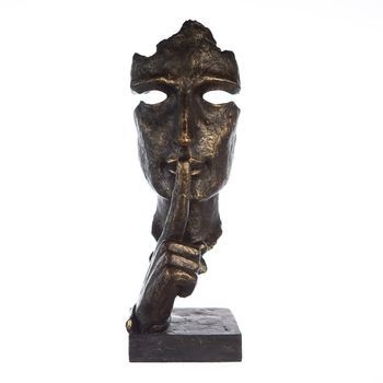 Casablanca By Gilde Escultura Figura Decorativa Silencio Color Bronce, Gris H. 39 Cm