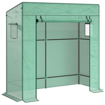 Outsunny Invernadero de Exterior con Ventanas de Malla y Puerta con Cremallera para Cultivar Plantas Flores 196x77x197 cm Verde   Aosom España