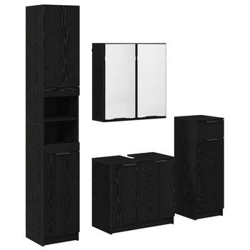 Juego De Muebles De Baño 4 Uds. Roble Negro 64,5 X 33,5 X 59 Cm Vidaxl