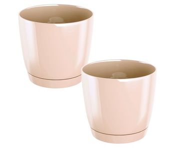 2x maceta redonda de plastico coubi round p en color crema 12 (largo) x 12 (ancho) x 11 (altura) cm