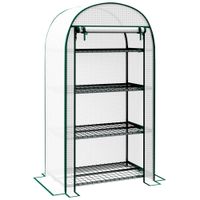 outsunny invernadero de jardin invernadero de balcon resistente a los uv puerta enrollable 4 estantes cobertura de pe 80x50x160 cm   aosom espana