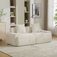canape modular comprimible de tela chenille beige antideslizante espuma de alta resiliencia para salon