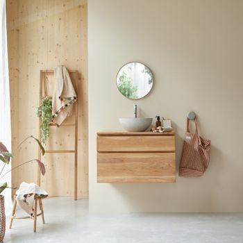 Mueble para lavabo de teca maciza de 80 cm