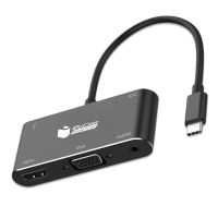 pccom essential adaptador hub 6 en 1 usb-c a 1x hdmi 1 x vga 1x audio jack 35mm 1x usb 30 1x usb-c