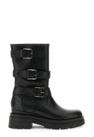 botas media cana de piel con hebillas black 37