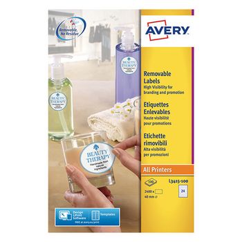 Avery Zweckform L3415-100 Etiquetas promocionales redondas de Ø 40 mm blancas (2400 etiquetas)