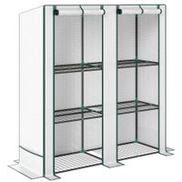 outsunny invernadero de jardin con estantes metalicos de 3 niveles invernadero de balcon cubierta pe techo inclinado 144 x 48 x 152 cm blanco   aosom espana