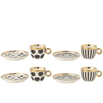 Caja con 4 tazas de café y platillos, 13,6 x 13,6 x 1,8 cm