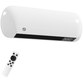 HOMCOM Calefactor Eléctrico de Pared 2000W con 3 Modos Pantalla LED Termostato Temporizador y Oscilación Blanco   Aosom España