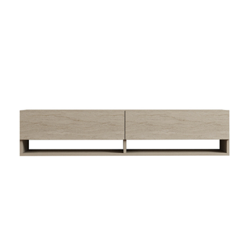 Mueble De Tv Suspendido Con 2 Puertas Abatibles, Decoración Travertino L141 Cm - Arges