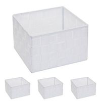 4x cestas de almacenamiento cesta decorativa 12x19x19cm polipropileno blanco 040000605