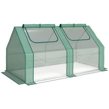 Outsunny Invernadero de Exterior con Cubierta Doble Ventanas y Marco de Acero para Cultivar Plantas Flores 180x90x90 cm Verde