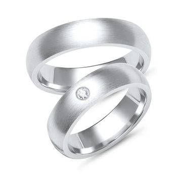 Alianzas 14 quilates oro blanco con diamante