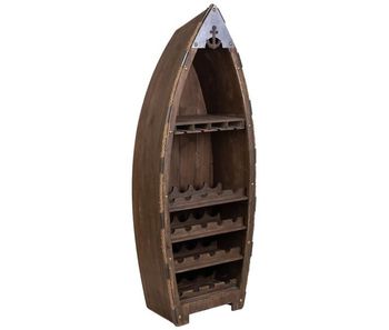 Estantería botellero de madera y metal marrón 61x31x154h cm