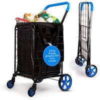 carrito de compras plegable serenelife compacto con forro impermeable extraible ruedas giratorias 360 marco de acero resistente a la corrosion capacidad de 32 kg azul