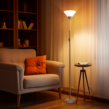 Aigostar Lampara de Pie Salón con Brazo de Lectura de Iluminación hacia Arriba, Compatible con Bombillas E27, No Incluye Bombillas, con Cable de Alimentación