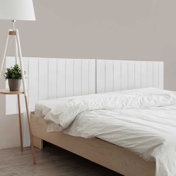 Dhome Cabecero De Madera Reciclada Dm Para Camas De 220 Estilo Palet Vertical Dual Dividido En 2 Piezas Cama Palet Herrajes Incluidos (220cm Dual, Blanco Sólido)