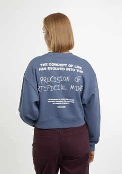 Sudadera Sin Capucha de Mujer Con Cuello Redondo - D.Franklin - Eternity Crop Sweatshirt Blue - Color Blue