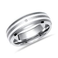 anillo moderno incrustacion titanio plata y diamante