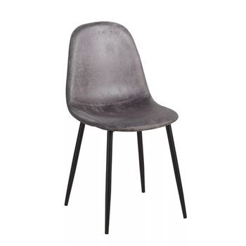 Pack 6 Sillas Black Teok Polipiel De Polipiel 84*39*42 Cm - Gris Oscuro Vint