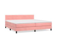 cama box spring con colchon terciopelo rosa 200x200 cm rayas horizontales