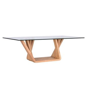 Mesa Centro Nogal Cristal 130x70x42 10 Mm, Natural