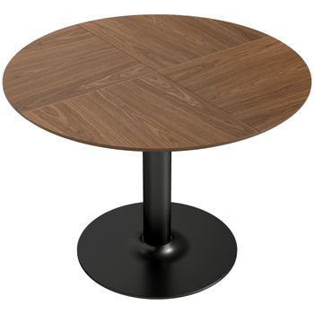 HOMCOM Mesa Redonda Comedor Marrón en MDF con Base de Acero Mesa de Cocina para 6 personas Ø110x78 cm   Aosom España