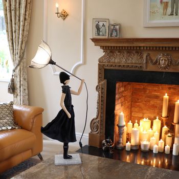 85cm Windswept Girl Lamp Bianca