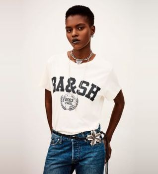 BA&SH para mujer. 1H24IONI Camiseta Ioni beige (34), Casual, Algodón, Manga corta