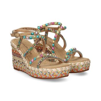 Alma En Pena Sandalias Cuña Mujer - Beige Talla 39