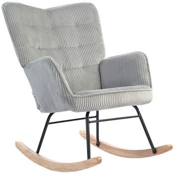 Mecedora De Lactancia Con Respaldo Alto, Tapizado De Pana Suave Y Base De Madera.