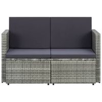 sofa de jardin de 2 plazas  sofa de exterior con cojines ratan sintetico gris