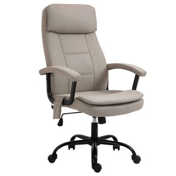 Vinsetto Silla de Oficina con Masaje Silla de Juego Ajustable en Altura Silla de Escritorio Ergonómica con Sensación de Lino Beige   Aosom España