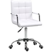 homcom silla de oficina juvenil silla de ordenador para ninos altura regulable giratoria 360 respaldo cuero sintetico blanco   aosom espana